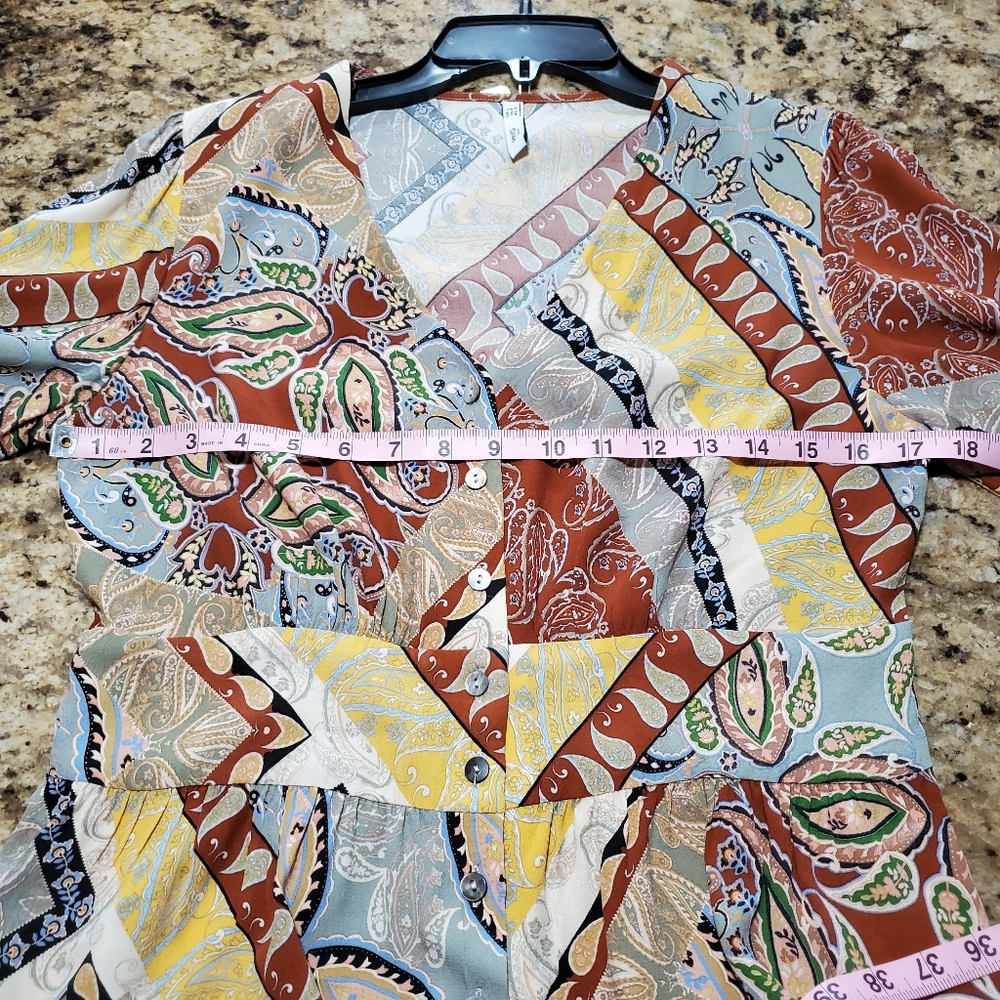 MNG Suit Patterned Button Down Peplum - Picture 3 of 8